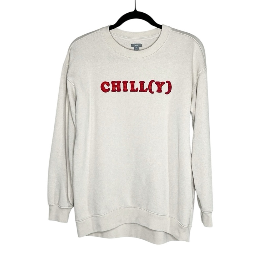 Aerie Chill Chilly Cozy oversized distressed trim Sweatshirt size XS